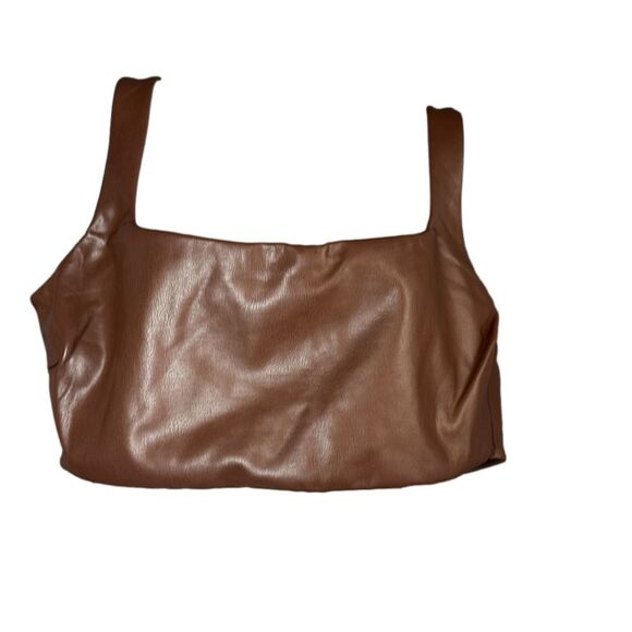 Skims Faux Leather Stretch Bralette‎ in Cocoa Size 4 X - Picture 4 of 12
